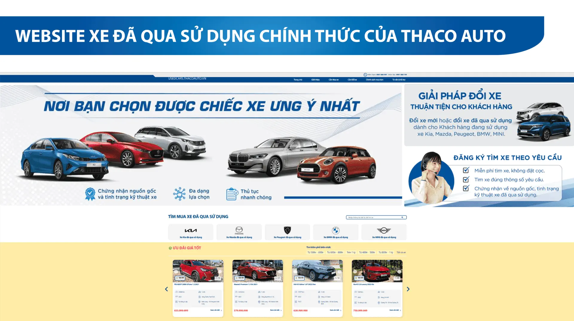 THACO AUTO Huế đồng hành phát triển cùng Website Xe Đã Qua Sử dụng chính thức của THACO AUTO